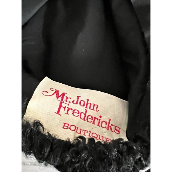 Vintage 1960s Mr John Fredericks Boutique Black lamb hat osfm